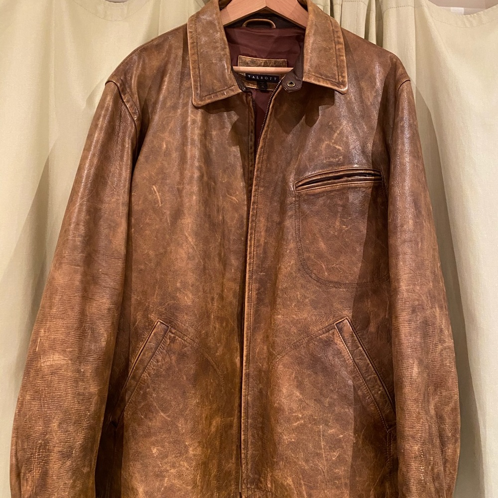 Robert Talbott Men's Leather Bomber Jacket